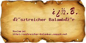 Ösztreicher Balambér névjegykártya
